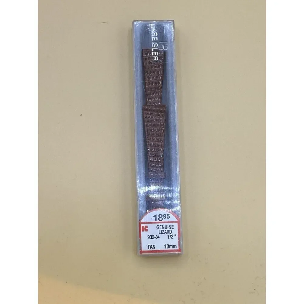 13mm KREISLER Genuine LIZARD Tan NOS Vintage Watch Band & Gold-Tone Buckle